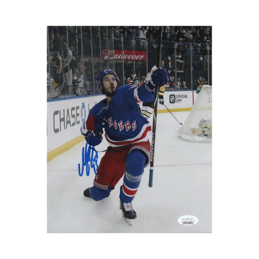 Mika Zibanejad New York Rangers Autographed Goal Celebration 8X10 Photo - JSA COA