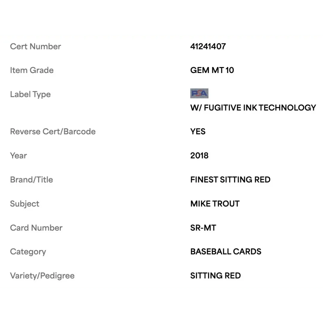 Mike Trout PSA 10 2018 Topps Finest Sitting Red Card #SRMT