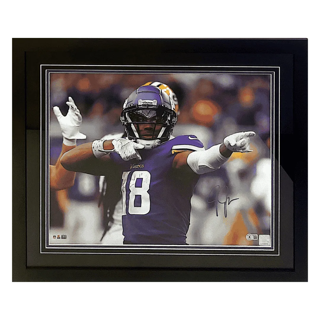 PRICE Justin Jefferson Minnesota Vikings Autographed Framed 16x20 Photo - Beckett COA