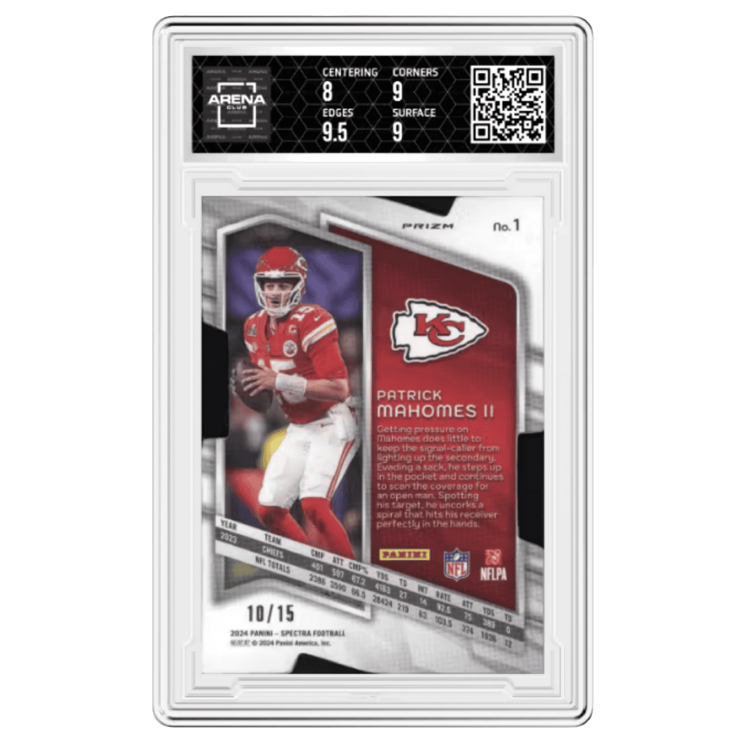 Patrick Mahomes Arena Club 8.5 2024 Panini Spectra Neon Orange Die Cut #d/ 15 Card #1