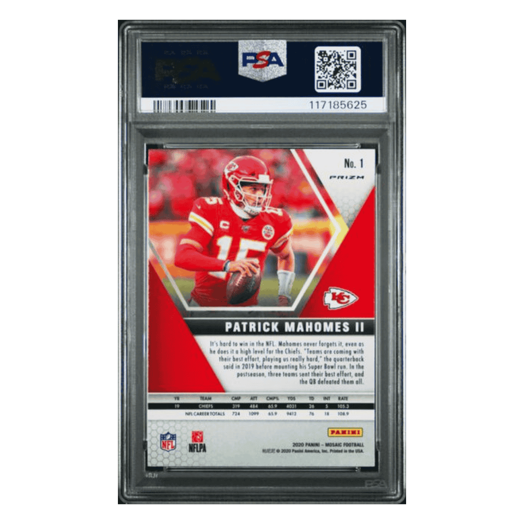 Patrick Mahomes PSA 10 2020 Panini Mosaic No Huddle Silver Card #1