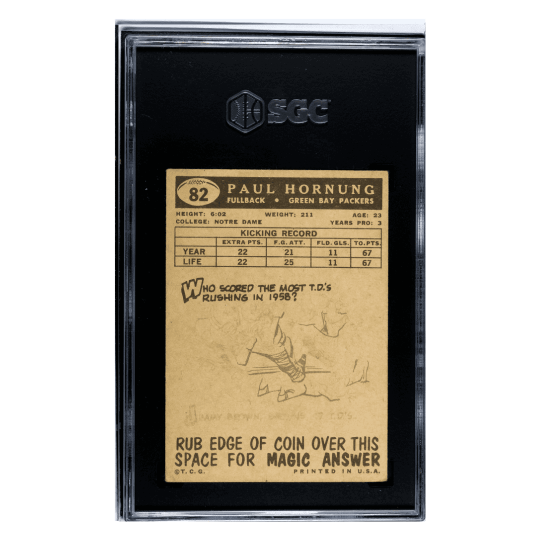 Paul Hornung SGC 4 1959 Topps Card #82