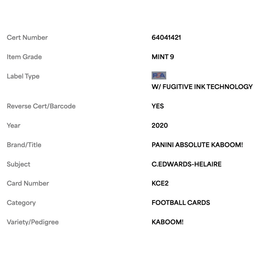 Clyde Edwards Helaire PSA 9 2020 Panini Absolute Kaboom! Rookie RC Card #KCE2