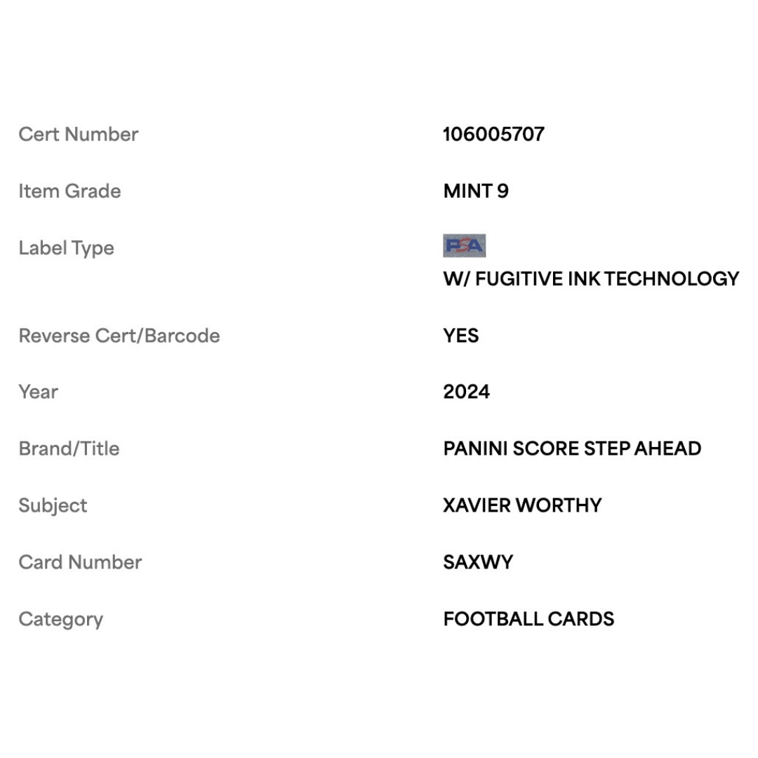 Xavier Worthy PSA 9 2024 Panini Score Step Ahead Rookie RC Card #SAXWY