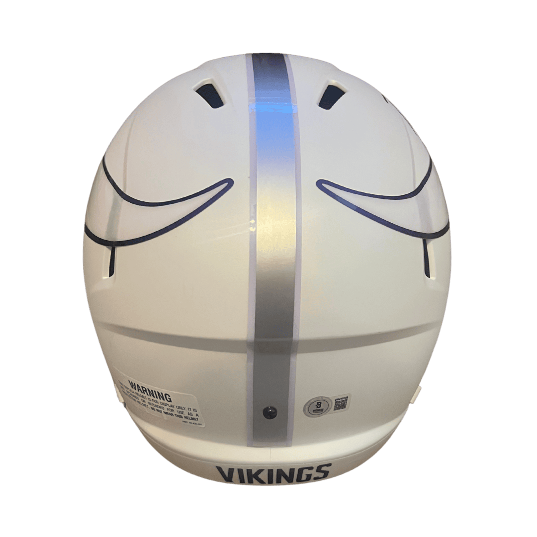 Randy Moss Minnesota Vikings Autographed Full Size Alt White Speed Replica Helmet - Beckett COA