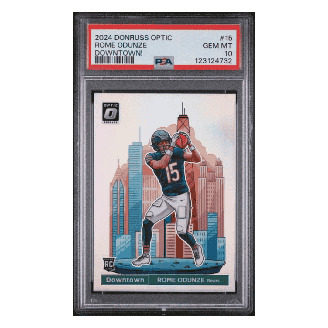 Rome Odunze PSA 10 2024 Panini Donruss Optic Downtown! Rookie RC Card #15