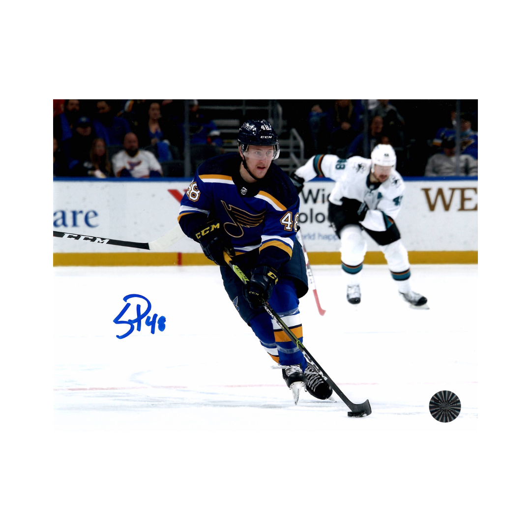 Scott Perunovich St Louis Blues Autographed Home Skating 8x10 Photo - Fan Cave COA