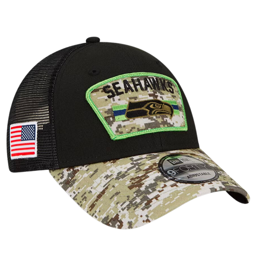 Seattle Seahawks 2021 Salute to Service 9FORTY Trucker Adjustable Hat
