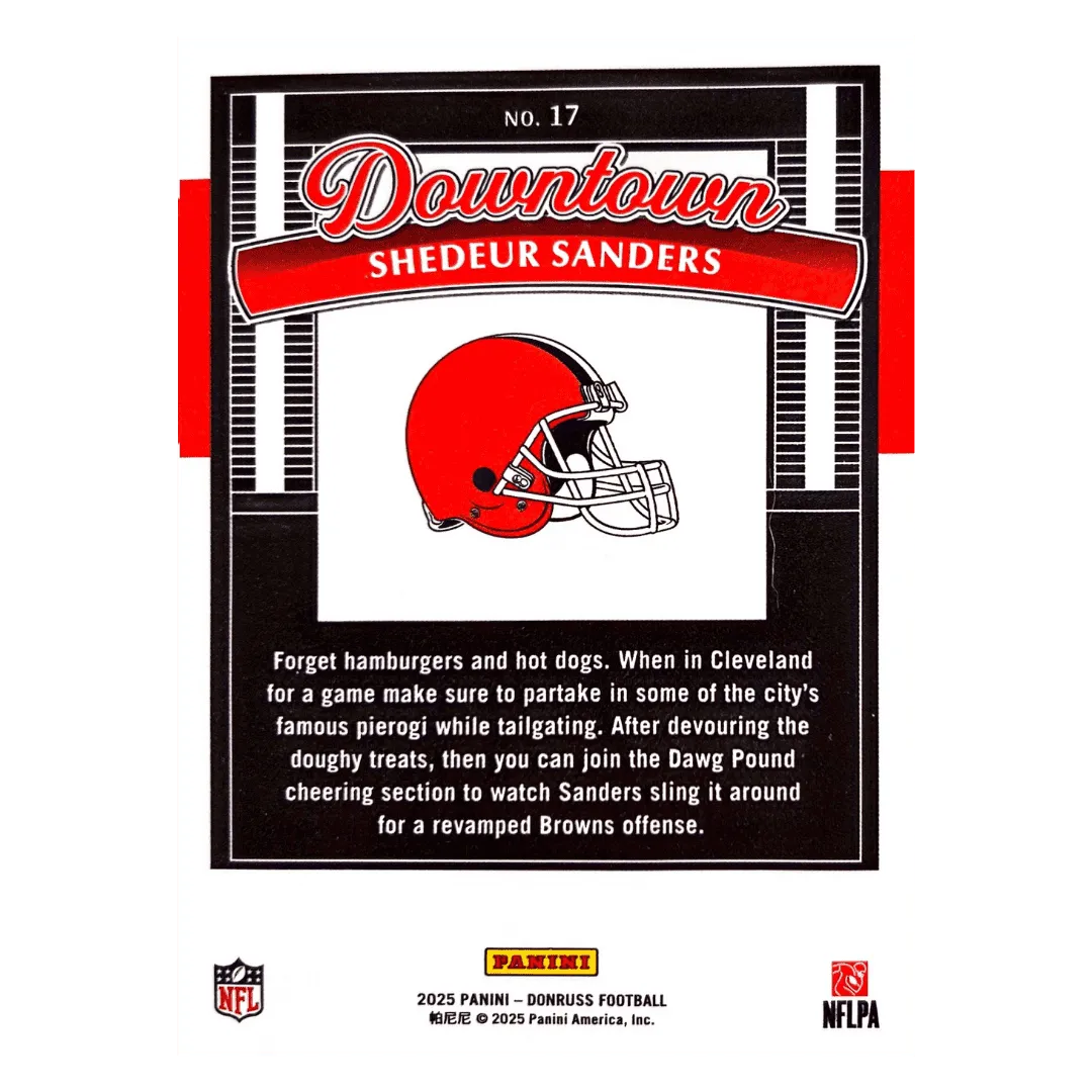 Shedeur Sanders 2025 Panini Donruss Downtown Rookie RC Card #17