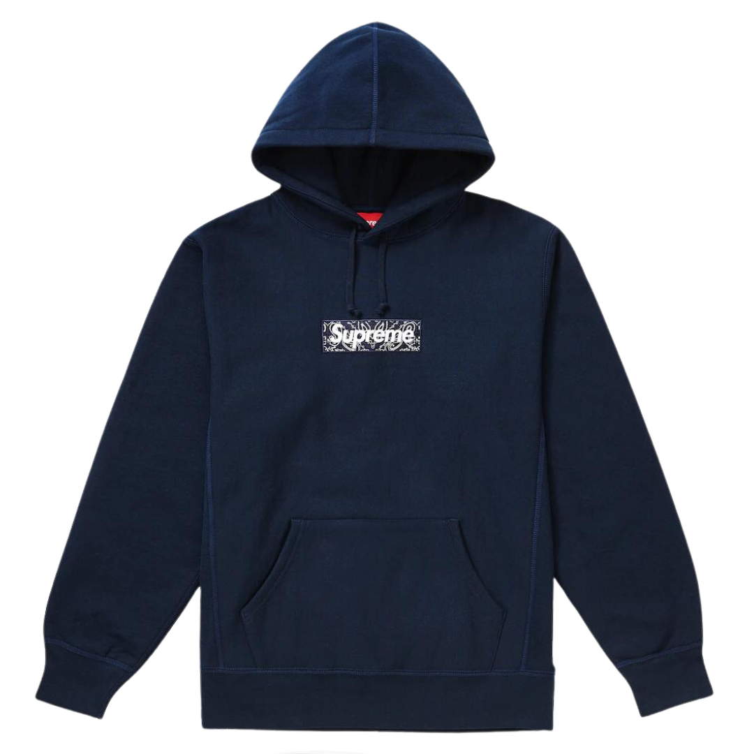 Supreme Bandana Box Logo Hoodie Navy Fan Cave