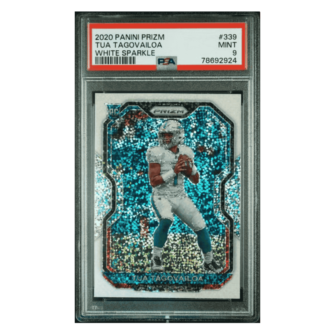 Tua Tagovailoa PSA 9 2020 Panini Prizm White Sparkle Rookie RC SSP Card #339