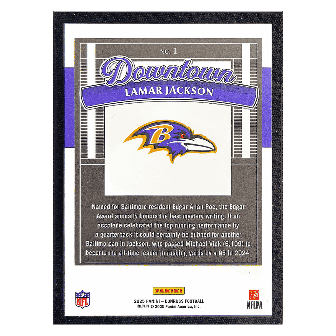 Lamar Jackson 2025 Panini Donruss Downtown Card #1