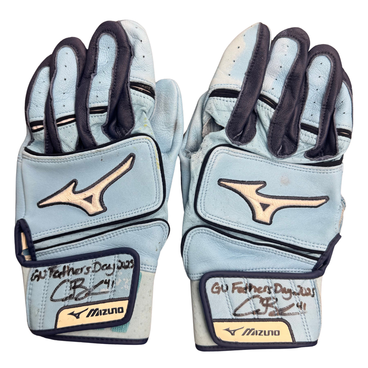 Alec Burleson St Louis Cardinals Autographed 2025 Game Used Fathers Day Batting Gloves w/ Inscription - JSA COA