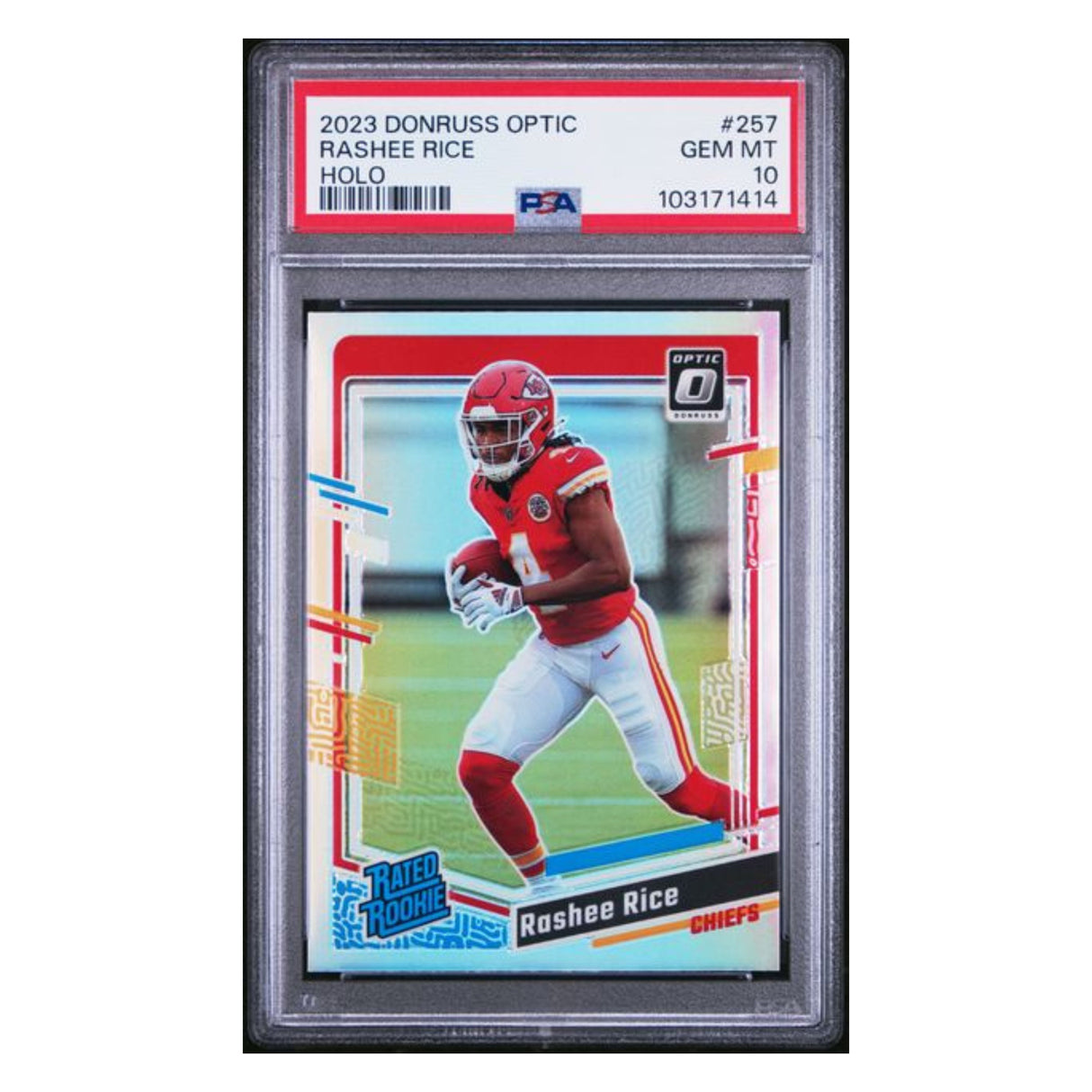 Rashee Rice PSA 10 2023 Panini Donruss Optic Holo Rated Rookie Card #257