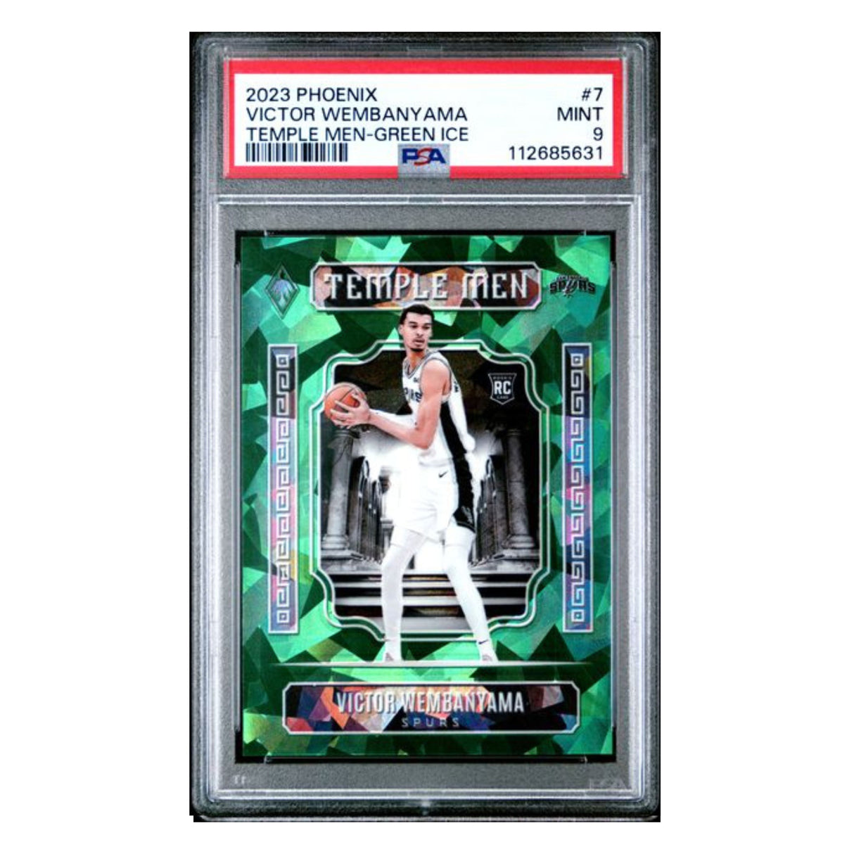 Victor Wembanyama PSA 9 2023 Panini Phoenix Temple Men Green Ice Rookie RC #d/ 149 Card #7