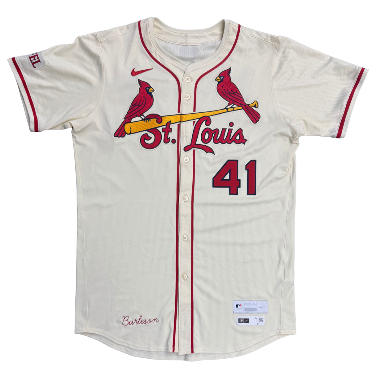 Alec Burleson St Louis Cardinals Autographed 2025 Game Used Cream Jersey w/ Inscription - JSA COA