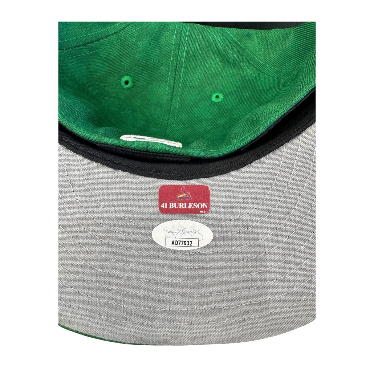 Alec Burleson St Louis Cardinals Autographed 2025 Game Used St Patricks Day Hat w/ Inscription - JSA COA