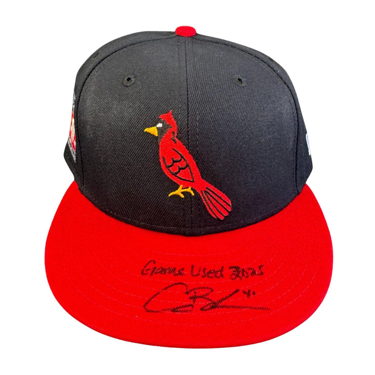 Alec Burleson St Louis Cardinals Autographed 2025 Game Used Hall Of Fame Hat w/ Inscription - JSA COA