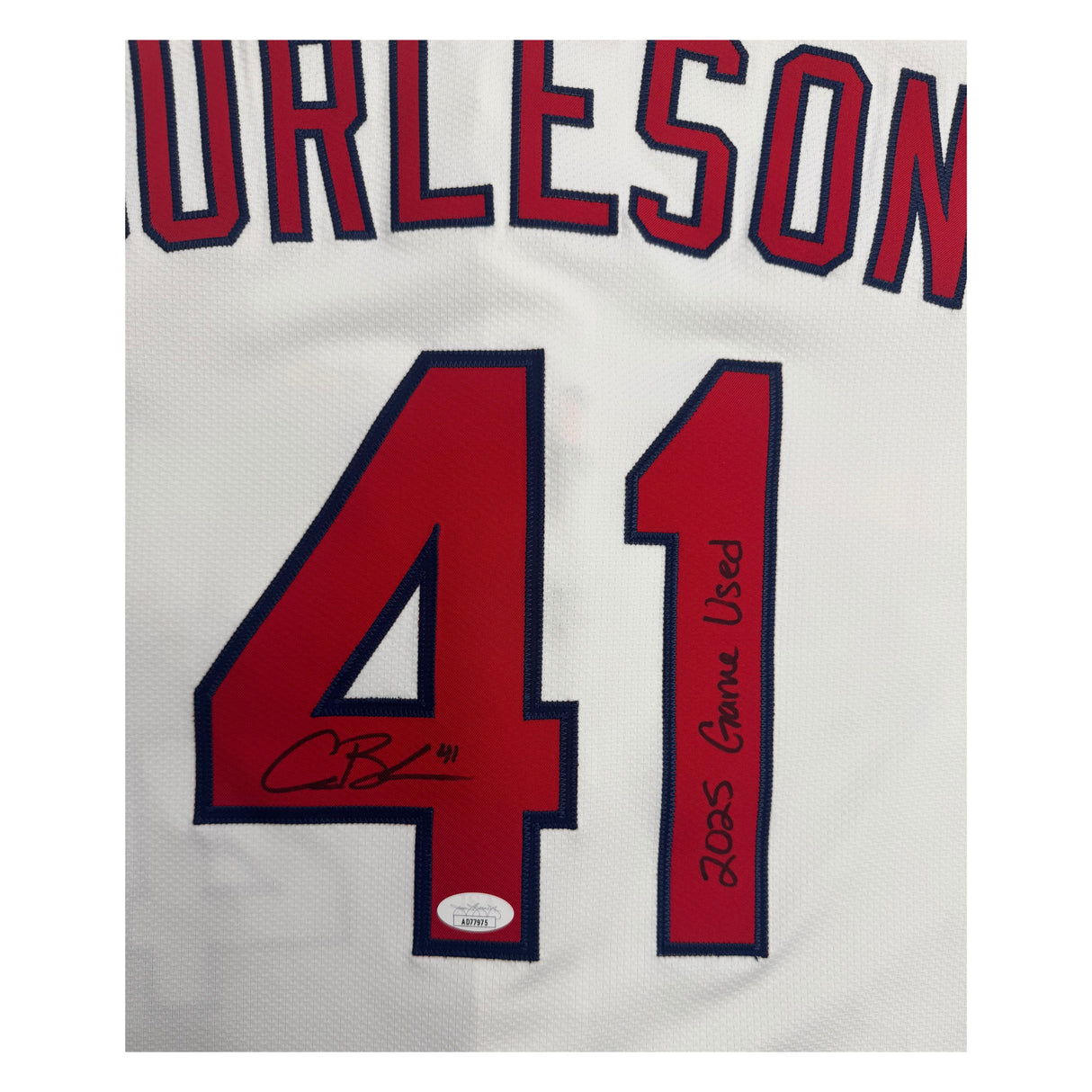 Alec Burleson St Louis Cardinals Autographed 2025 Game Used Home Jersey w/ Inscription - JSA COA