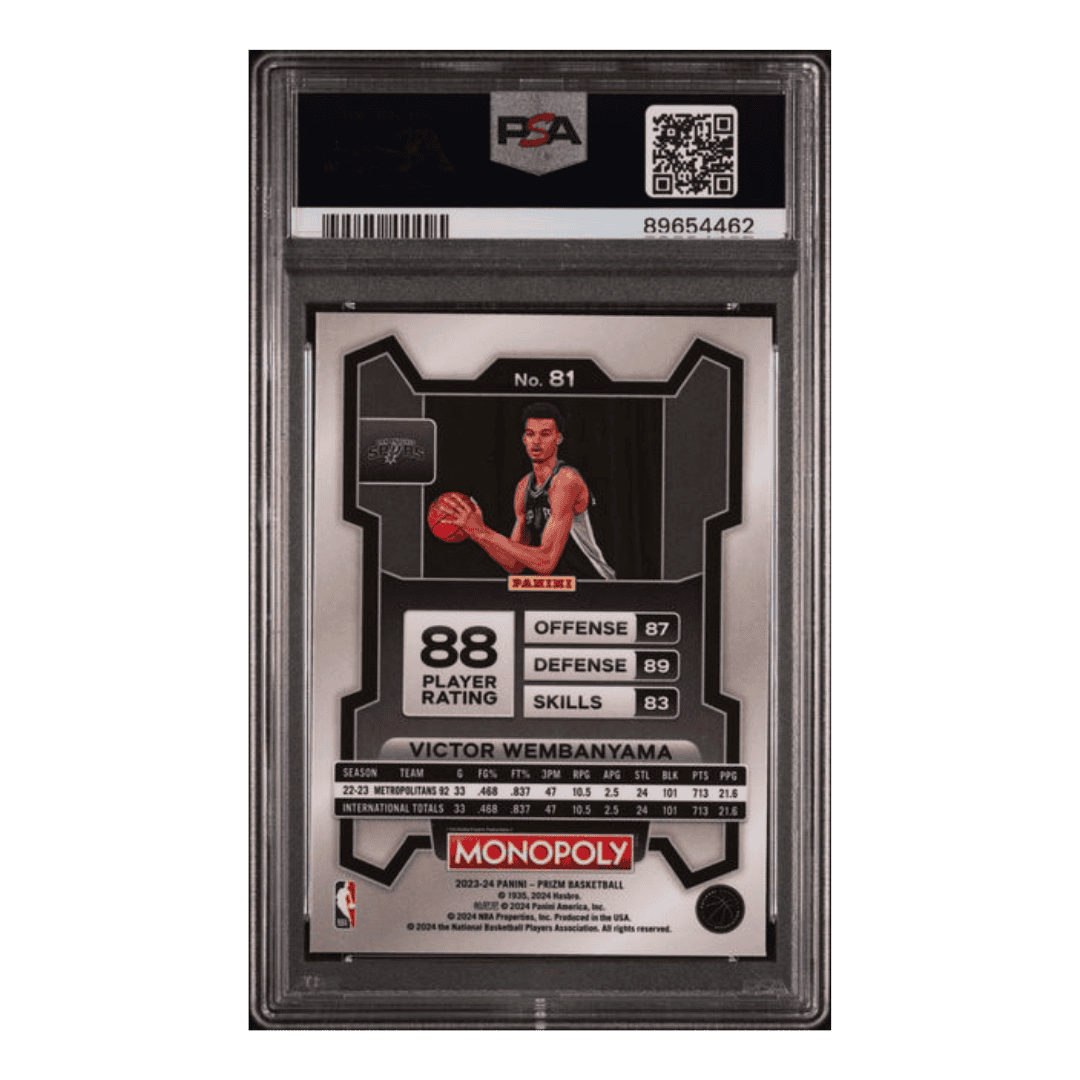 Victor Wembanyama PSA 10 2023 Panini Prizm Monopoly Rookie RC Card #81