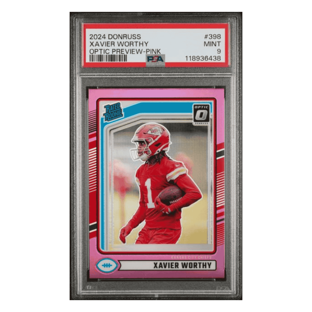 Xavier Worthy PSA 9 2024 Panini Donruss Optic Preview Pink Rated Rookie Card #398