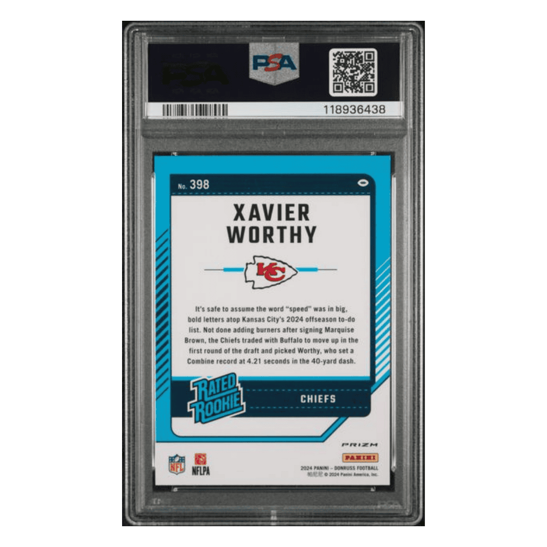 Xavier Worthy PSA 9 2024 Panini Donruss Optic Preview Pink Rated Rookie Card #398