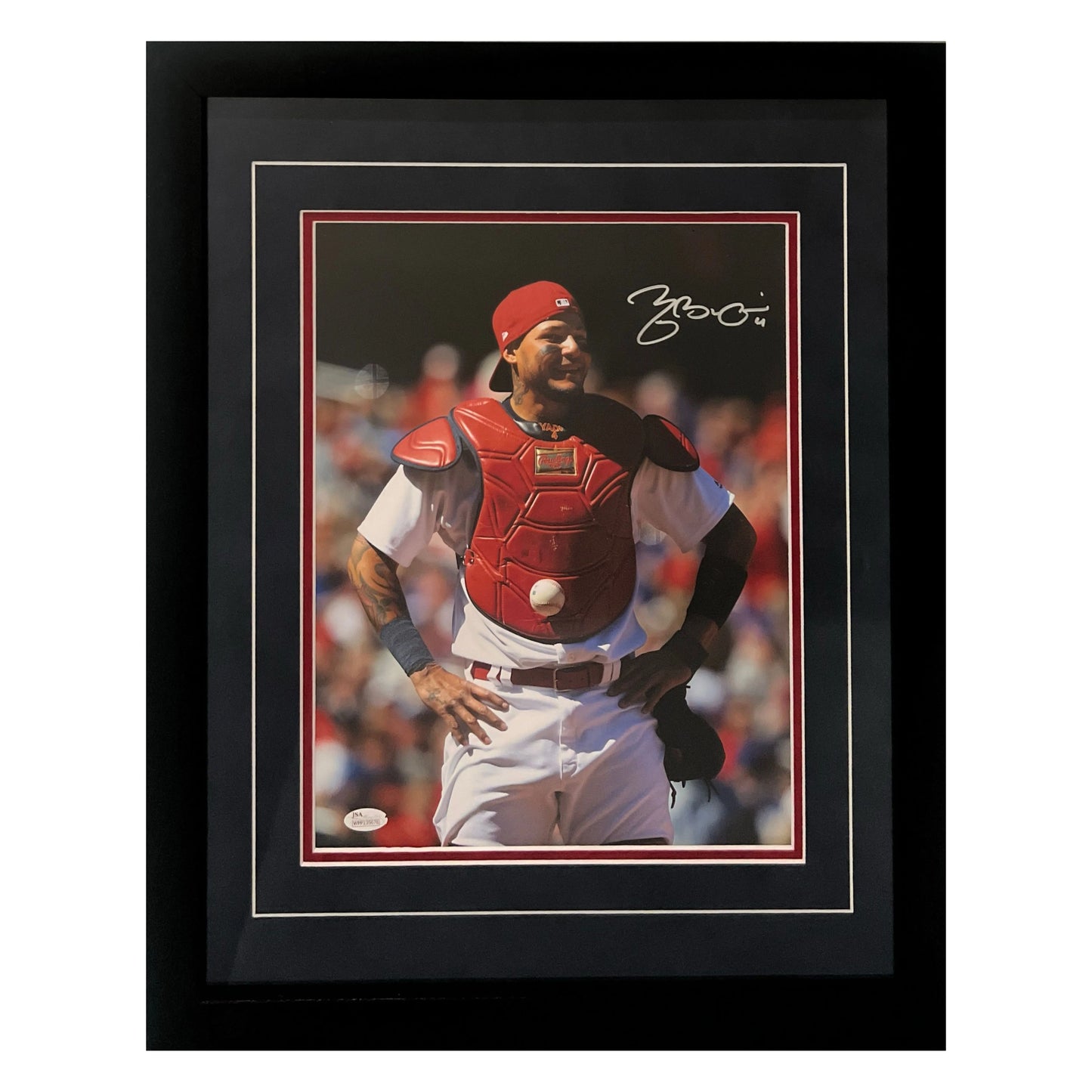 Yadier Molina St Louis Cardinals Autographed Framed 11x14 Photo - JSA COA