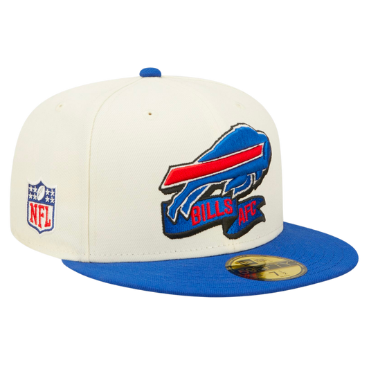 Buffalo Bills Cream/Royal 2022 Sideline 59FIFTY Fitted Hat