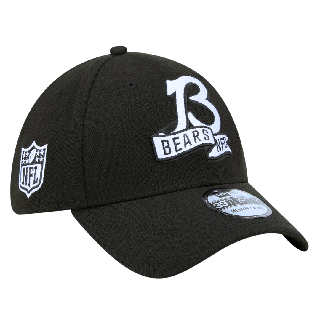 Chicago Bears Black and White 2022 Sideline 39THIRTY Flex Hat