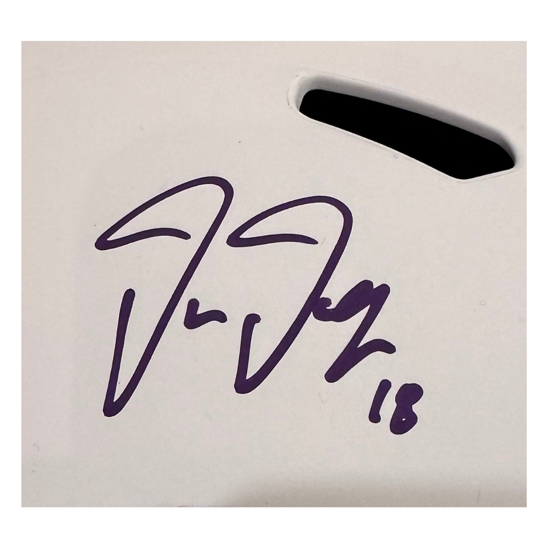 Justin Jefferson Minnesota Vikings Autographed Full Size Flat White Speed Rep Helmet - Beckett COA