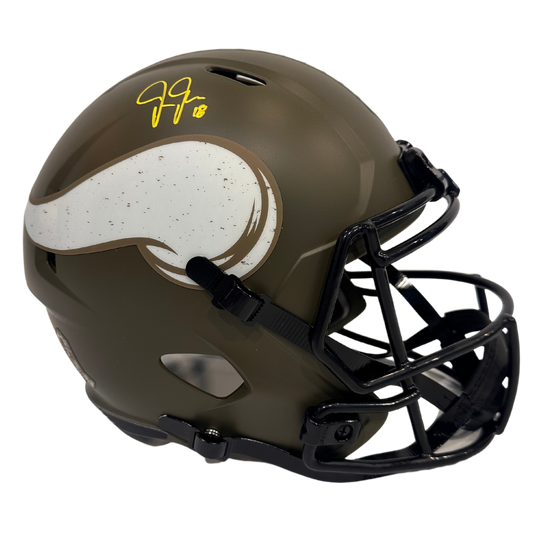 Justin Jefferson Minnesota Vikings Autographed Full Size Salute to Service Speed Rep Helmet - Beckett COA