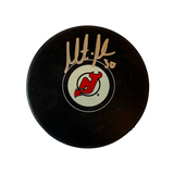 Martin Brodeur New Jersey Devils Autographed Logo Puck - JSA COA