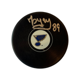 Pavel Buchnevich St Louis Blues Autographed Logo Puck - JSA COA
