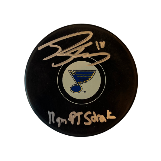 Robert Thomas St Louis Blues Autographed Logo Puck with Inscription - JSA COA