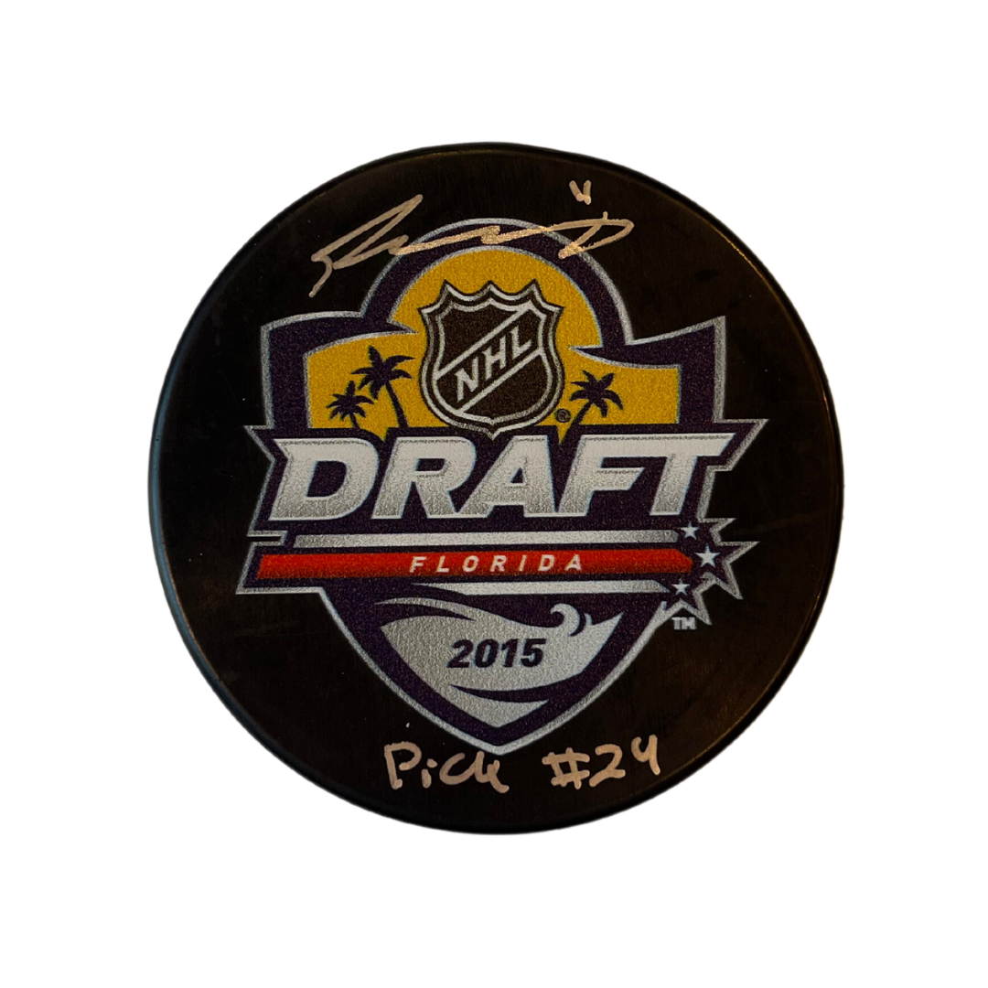 Travis Konecny Philadelphia Flyers Autographed 2015 Draft Puck w/ "Pick #24" Inscription - JSA COA