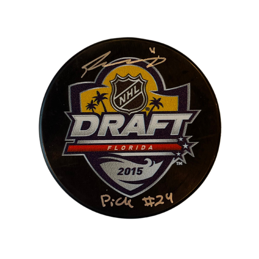 Travis Konecny Philadelphia Flyers Autographed 2015 Draft Puck w/ "Pick #24" Inscription - JSA COA