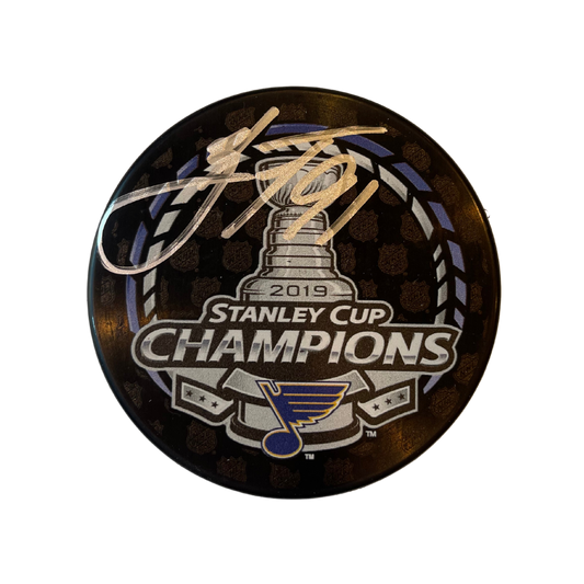 Vladimir Tarasenko St Louis Blues Autographed 2019 Stanley Cup Champions Logo Puck - JSA COA