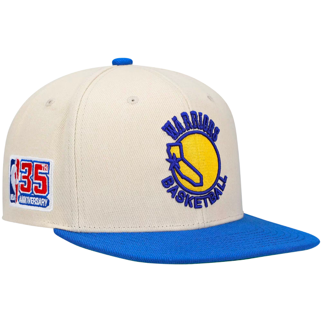 Golden State Warriors Mitchell and Ness 35th Anniversary Side Patch Snapback Hat