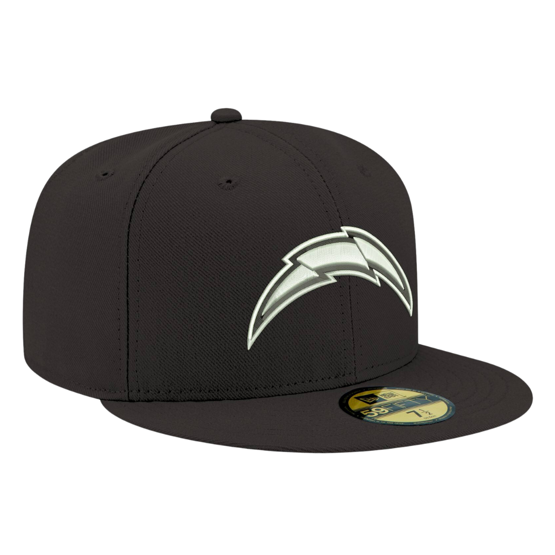 Los Angeles Chargers Black and White 59FIFTY Fitted Hat