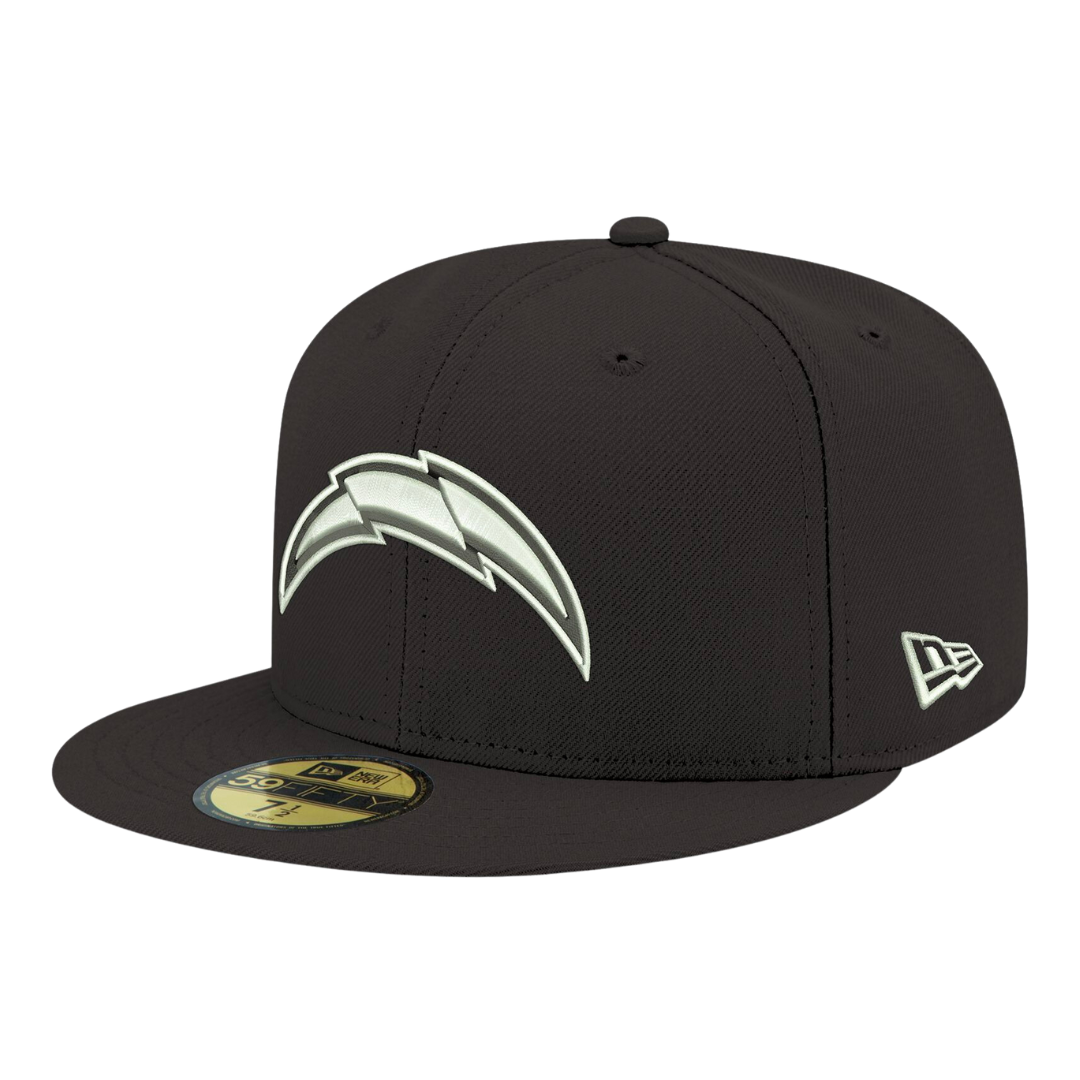 Los Angeles Chargers Black and White 59FIFTY Fitted Hat