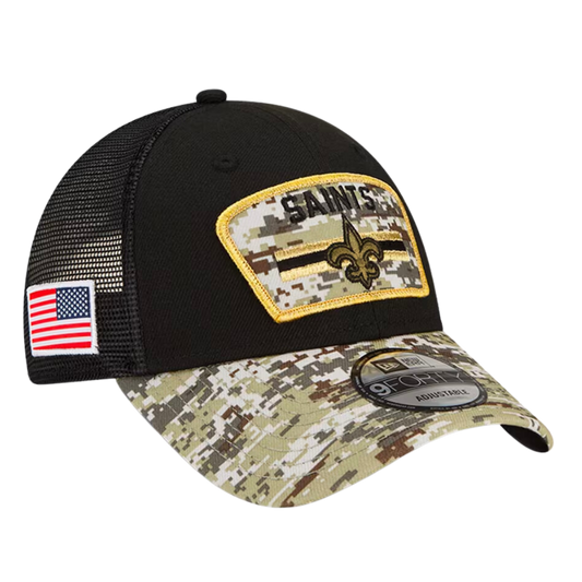 New Orleans Saints 2021 Salute to Service 9FORTY Trucker Adjustable Hat