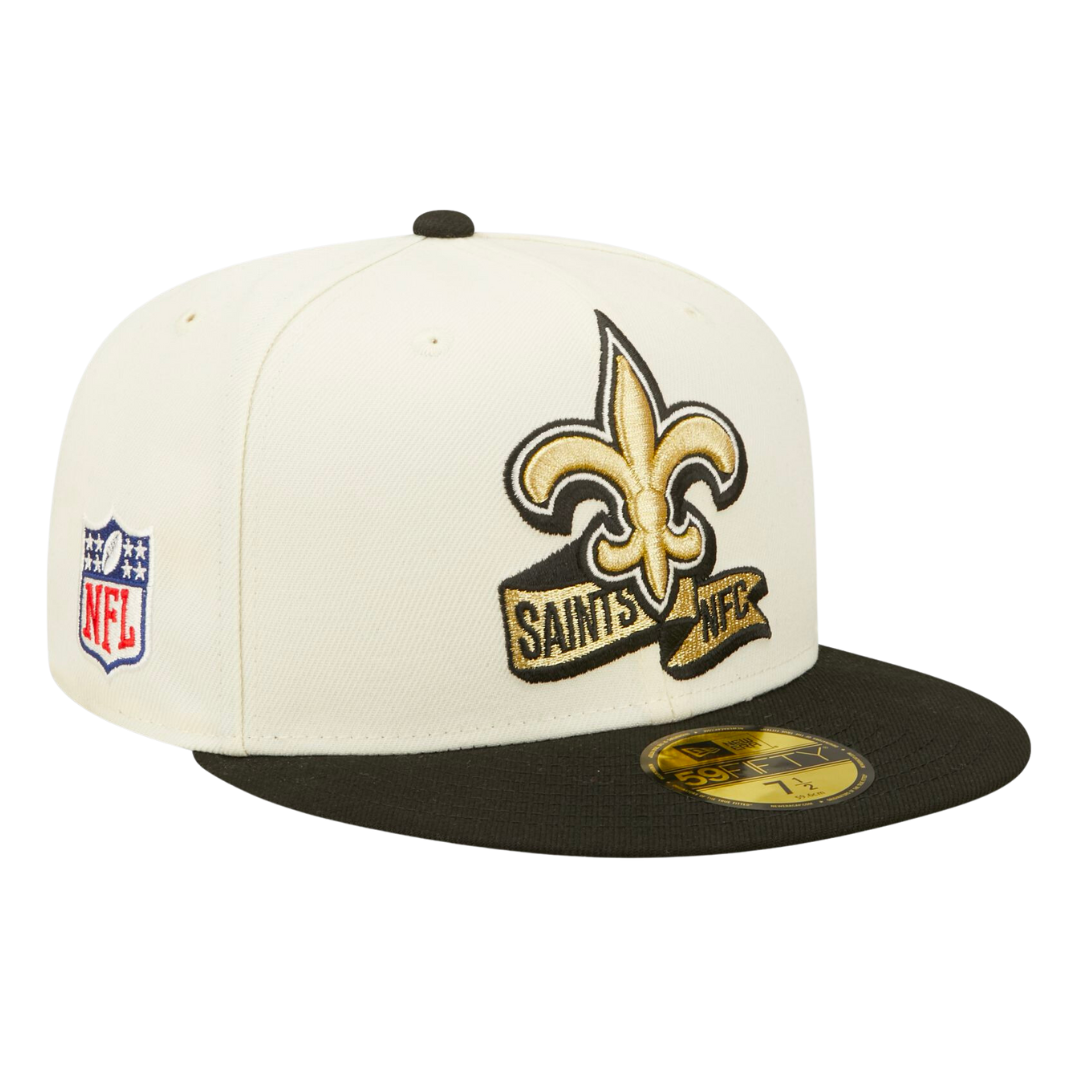 New Orleans Saints Cream/Black 2022 Sideline 59FIFTY Fitted Hat