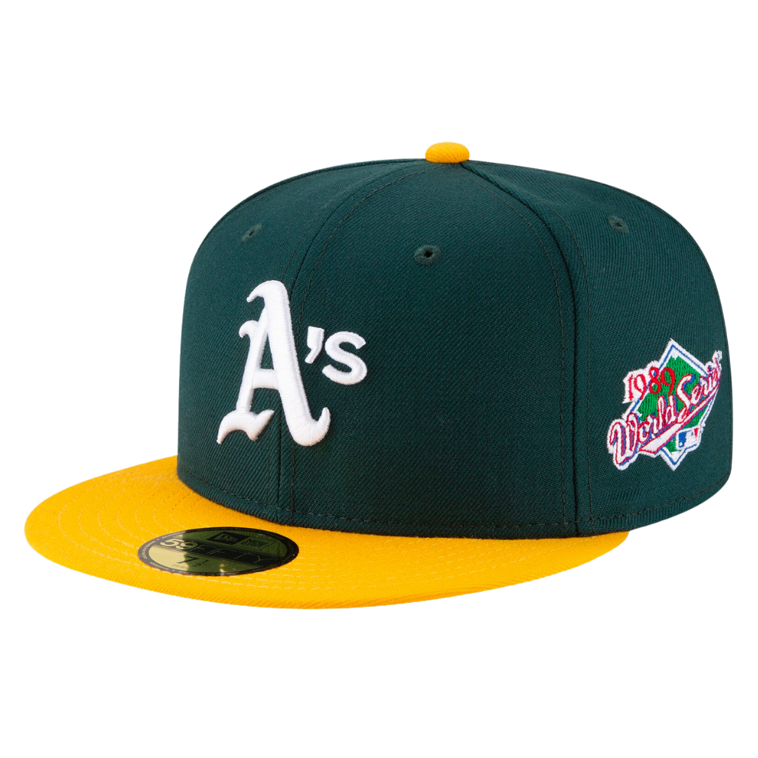 Oakland Athletics 1989 World Series Patch 2Tone New Era Green/Gold 59FIFTY Fitted Hat