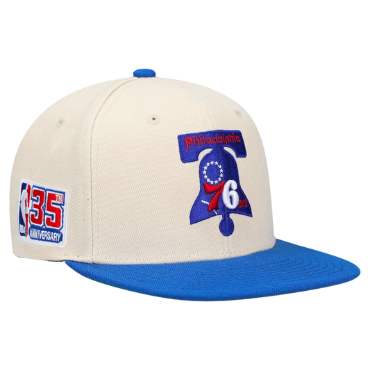 Philadelphia 76ers Mitchell and Ness 35th Anniversary Side Patch Snapback Hat