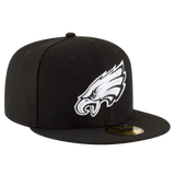 Philadelphia Eagles Black & White Logo New Era 59FIFTY Fitted Hat