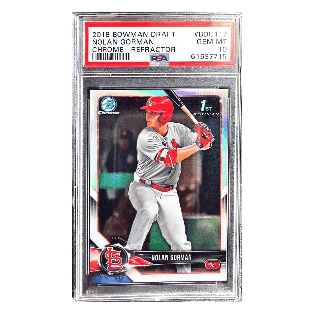 Nolan Gorman PSA 10 2018 Topps Bowman Draft Chrome Refractor Card #BDC117