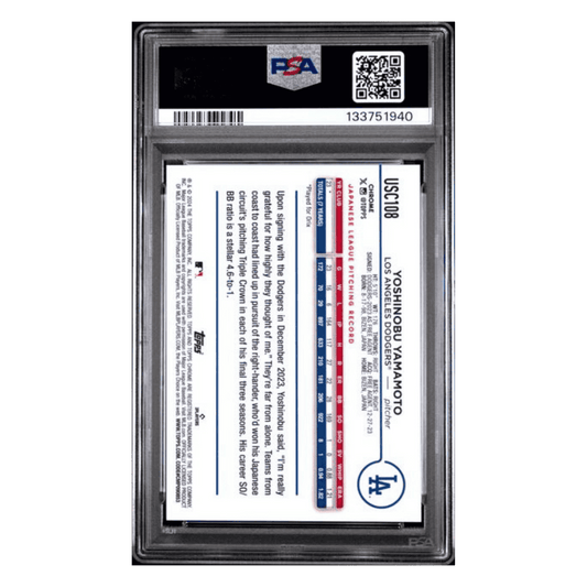 Yoshinobu Yamamoto PSA 10 2024 Topps Chrome Update SP Black Speckle Rookie RC #d/ 10 Card #USC108