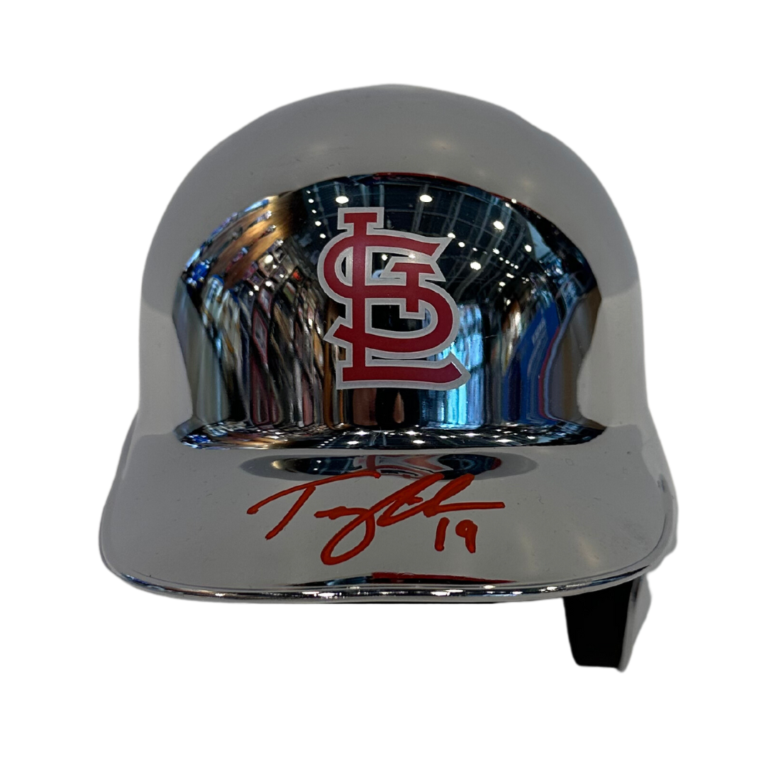 Tommy Edman St Louis Cardinals Autographed Chrome Mini Helmet - JSA COA