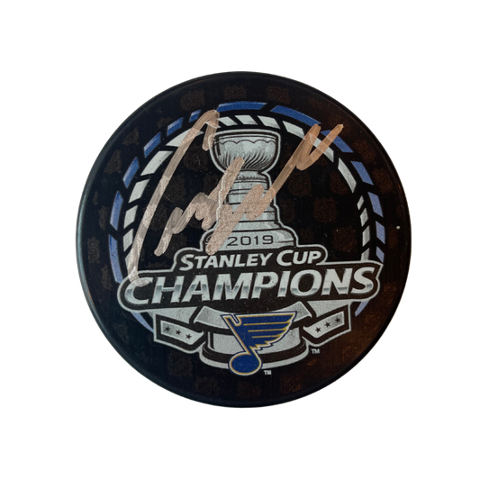 Craig Berube St Louis Blues Autographed Stanley Cup Champions Logo Puck - Fan Cave COA