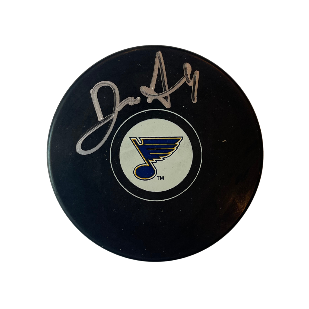 Doug Armstrong St Louis Blues Autographed Logo Puck - Fan Cave COA